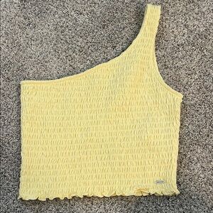 Hollister butter yellow one strap crop tank medium